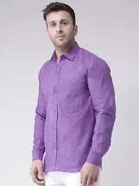 KHADIO Men's Linen D1 Full Shirt Purple-thumb1