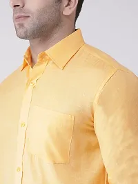 KHADIO Men's Linen H1 Full Shirt Yellow-thumb4