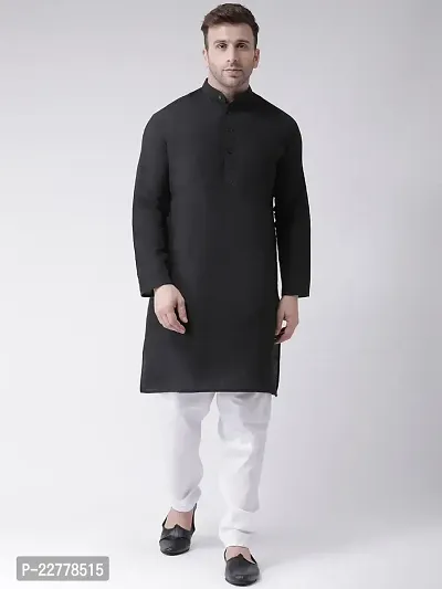 Stylish Fancy Cotton Blend Solid Kurta And Bottom Sets For Men-thumb0