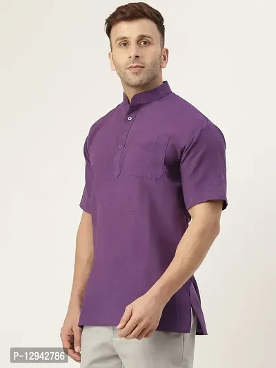 RIAG Men's Half Sleeves Purple 1 Short Kurta-thumb3