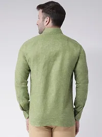 KHADIO Men's Linen Q1 Full Shirt Green-thumb2