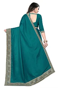 Rose Love Women's Stripted Silk With Heavy Sequence Work Saree with Unstitched Blouse for Traditional (101-Saree-Teal)-thumb2