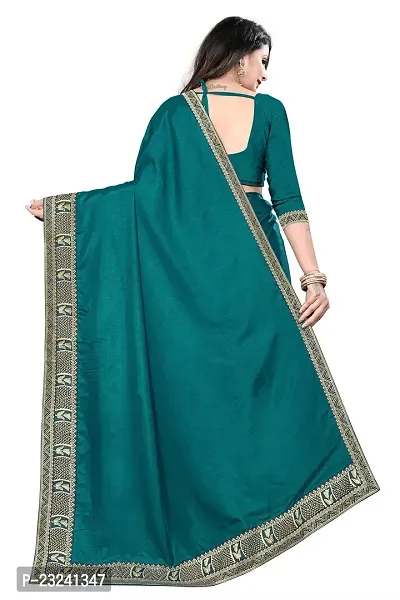 Rose Love Women's Stripted Silk With Heavy Sequence Work Saree with Unstitched Blouse for Traditional (101-Saree-Teal)-thumb3