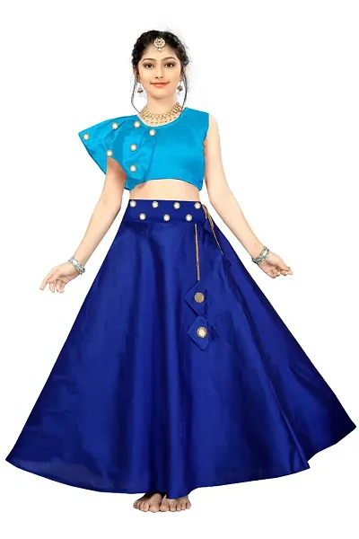 Rose Love Girl's Solid Cotton,Silk Designer Traditional Relaxed Wedding Bollywood Wear Choli (104-Lehenga-Choli)