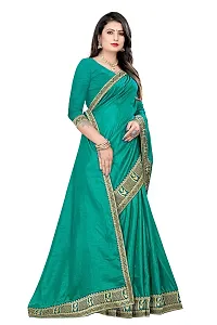 Rose Love Women's Stripted Silk With Heavy Sequence Work Saree with Unstitched Blouse for Traditional (101-Saree-Torquoise)-thumb1