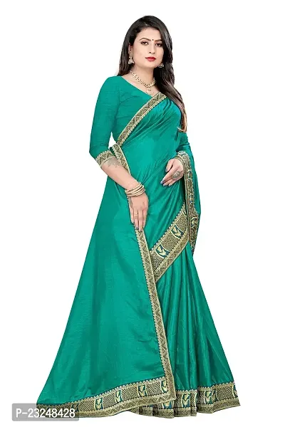 Rose Love Women's Stripted Silk With Heavy Sequence Work Saree with Unstitched Blouse for Traditional (101-Saree-Torquoise)-thumb2