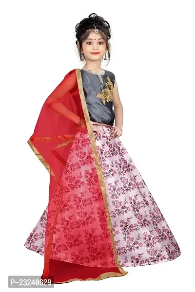 Rose Love Girl's Solid Silk,Net Designer Traditional Relaxed Wedding Bollywood Wear Choli (101-Lehenga-Choli)-thumb3