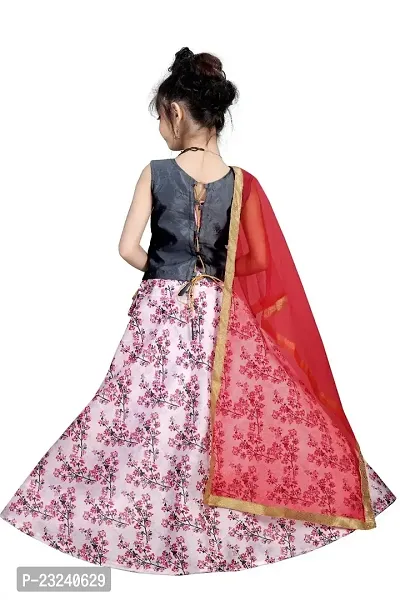 Rose Love Girl's Solid Silk,Net Designer Traditional Relaxed Wedding Bollywood Wear Choli (101-Lehenga-Choli)-thumb2