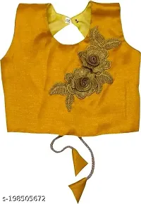 Rose Love Girl's Solid Cotton,Silk Designer Traditional Relaxed Wedding Bollywood Wear Choli (105-Lehenga-Yellow-7-8 Years)-thumb3