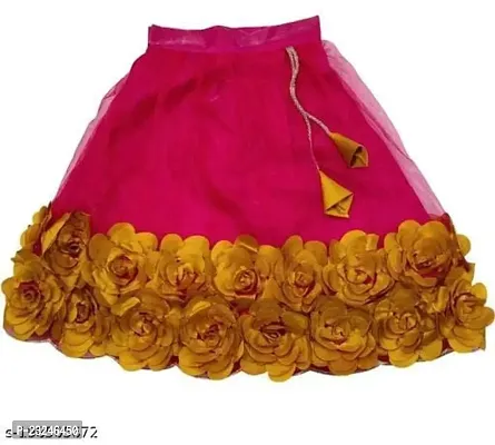 Rose Love Girl's Solid Cotton,Silk Designer Traditional Relaxed Wedding Bollywood Wear Choli (105-Lehenga-Yellow-7-8 Years)-thumb3