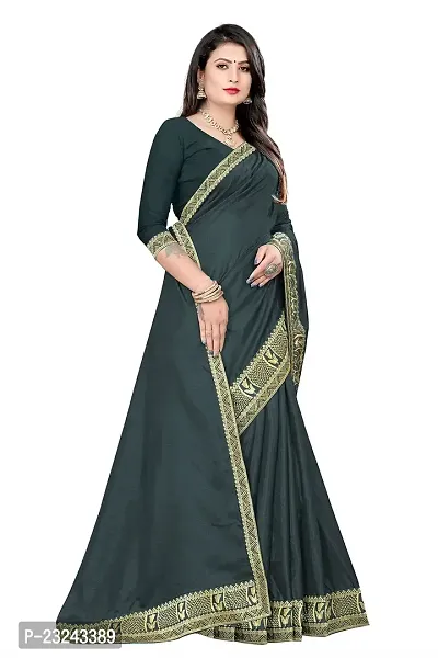 Rose Love Women's Stripted Silk With Heavy Sequence Work Saree with Unstitched Blouse for Traditional (101-Saree-Black)