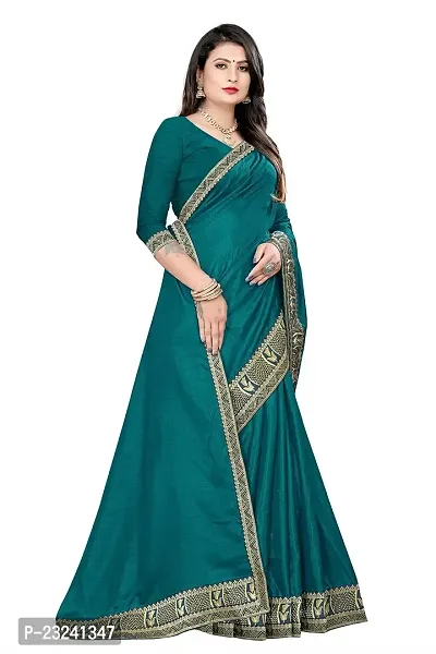 Rose Love Women's Stripted Silk With Heavy Sequence Work Saree with Unstitched Blouse for Traditional (101-Saree-Teal)-thumb2