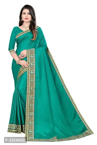 Rose Love Women's Stripted Silk With Heavy Sequence Work Saree with Unstitched Blouse for Traditional (101-Saree-Torquoise)