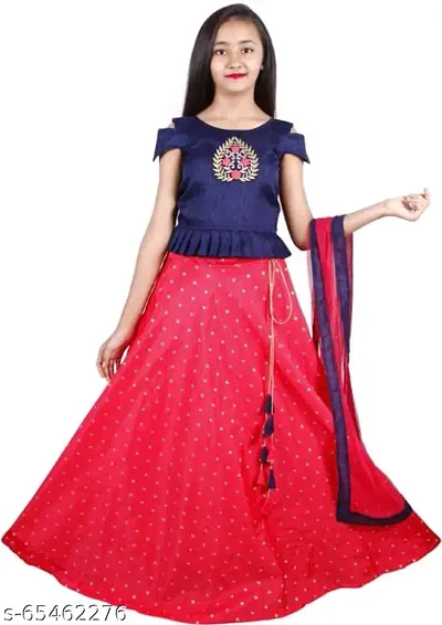 Cotton Blend Printed Lehenga Cholis for Girls