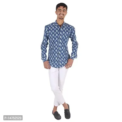 RAJPUTANA CAMISA Men's Digital Printed Blue Full Sleeve Cotton Casual Shirts (RJPT7-Blue_L)-thumb2