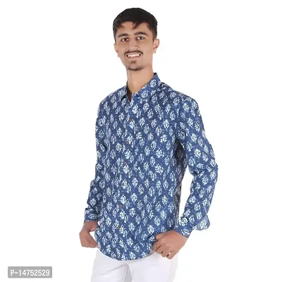 RAJPUTANA CAMISA Men's Digital Printed Blue Full Sleeve Cotton Casual Shirts (RJPT7-Blue_L)-thumb0