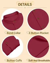 Stylish Maroon Cotton Blend Solid Short Length Kurta For Men-thumb3