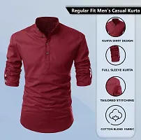 Stylish Maroon Cotton Blend Solid Short Length Kurta For Men-thumb1