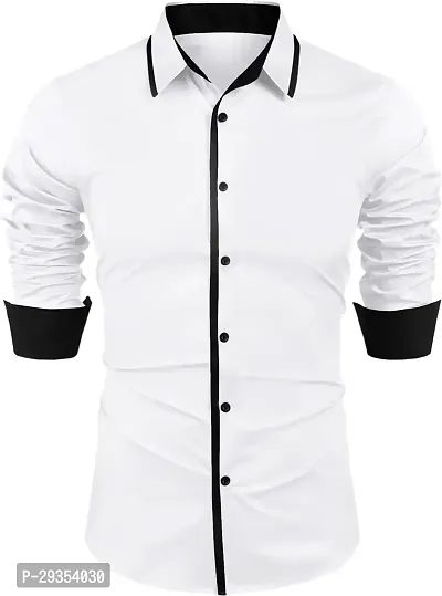 Stylish White Polycotton Casual Shirt For Men-thumb0