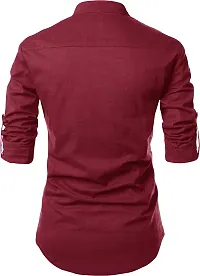 Stylish Maroon Cotton Blend Solid Short Length Kurta For Men-thumb2