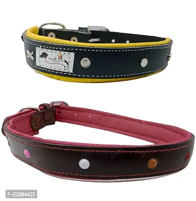 Fashionable Leather Padded Dog Collar Personalized Breathable Soft Touch for Extra Extra Large Dogs for Combo pack 2