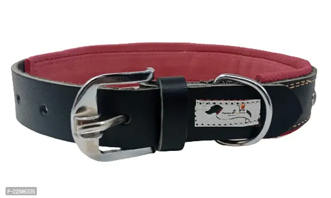 Dog Heavy-Duty Leather Pet Collar with padded Secure Buckle, Adjustable Fit, and Trendy Design for Small to Medium Free Size Neck fit to Size 12 to 18 Inch-thumb0