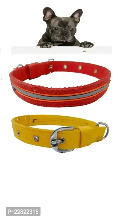 Premium Quality Night Reflective Pin-Buckle Adjustable Small Medium Large Free Size Dog Collar suitable for All Breeds Dogs Combo pack 2-thumb0