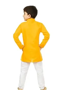 Elegant Yellow Khadi Cotton Embroidered Kurta with Pyjamas Set For Boys-thumb3