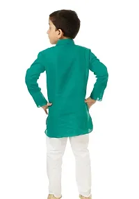 Elegant Green Khadi Cotton Embroidered Kurta with Pyjamas Set For Boys-thumb3
