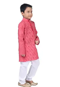 Elegant Khadi Cotton Embroidered Kurta with Pyjamas Set For Boys-thumb1