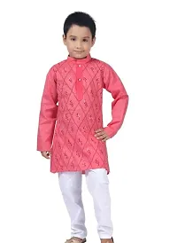 Elegant Khadi Cotton Embroidered Kurta with Pyjamas Set For Boys-thumb2
