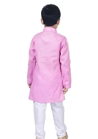 Elegant Pink Khadi Cotton Embroidered Kurta with Pyjamas Set For Boys-thumb3