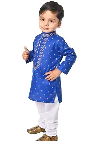 Stylish Blue Cotton Printed Kurta with Pyjama Set For Boys-thumb3
