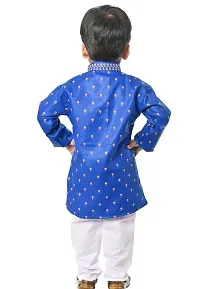 Stylish Blue Cotton Printed Kurta with Pyjama Set For Boys-thumb2