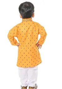 Stylish Yellow Cotton Printed Kurta with Pyjama Set For Boys-thumb2