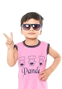 Stylish Pink Cotton Printed Top with Bottom Set For Boys-thumb1