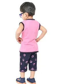 Stylish Pink Cotton Printed Top with Bottom Set For Boys-thumb3