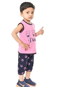 Stylish Pink Cotton Printed Top with Bottom Set For Boys-thumb4