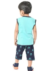 Stylish Turquoise Cotton Printed Top with Bottom Set For Boys-thumb4