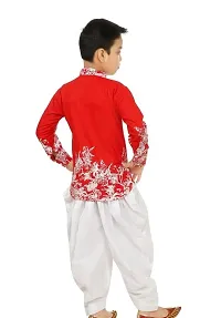 Stylish Red Cotton Printed Kurta with Bottom For Boys-thumb3