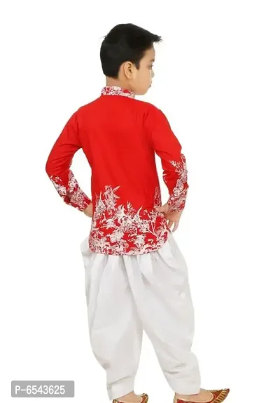 Stylish Red Cotton Printed Kurta with Bottom For Boys-thumb4