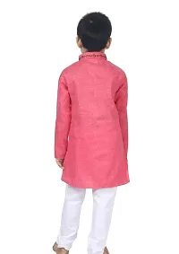 Stylish Pink Cotton Embroidered Kurta with Pyjamas Set For Boys-thumb4