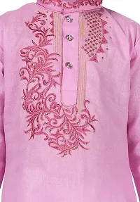 Stylish Pink Cotton Embroidered Kurta with Pyjamas Set For Boys-thumb3