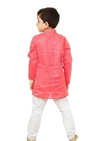 Stylish Pink Khadi Cotton Embroidered Kurta with Pyjamas Set For Boys-thumb3