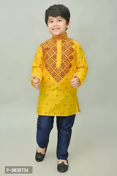 Classic Dupion Silk Printed Kurta Sets for Kids Boys