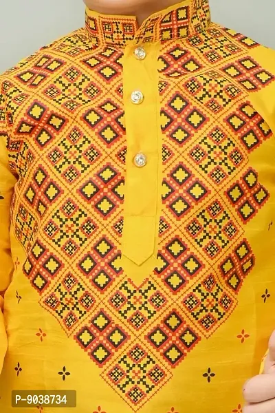 Classic Dupion Silk Printed Kurta Sets for Kids Boys-thumb2