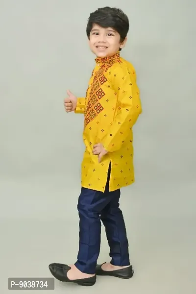 Classic Dupion Silk Printed Kurta Sets for Kids Boys-thumb4