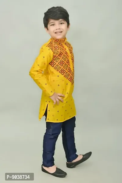 Classic Dupion Silk Printed Kurta Sets for Kids Boys-thumb5