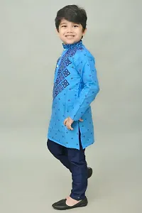 Classic Dupion Silk Printed Kurta Sets for Kids Boys-thumb2