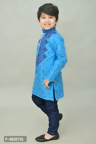 Classic Dupion Silk Printed Kurta Sets for Kids Boys-thumb3